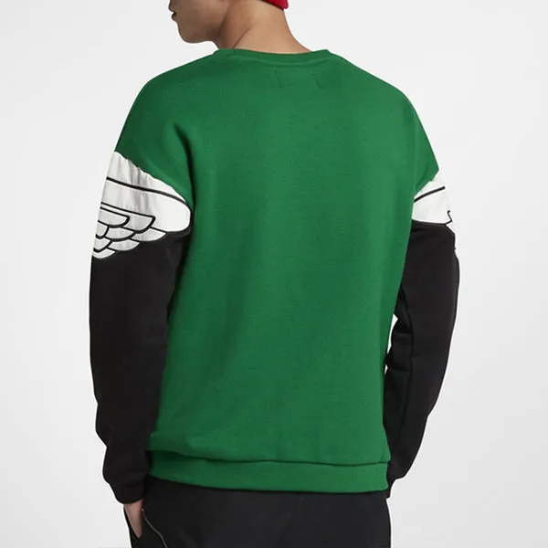 Men's Air Jordan Arm Logo Pullover Sports Green Sweatshirt
