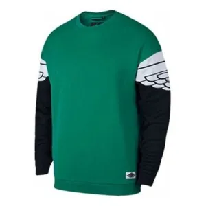 Men's Air Jordan Arm Logo Pullover Sports Green Sweatshirt