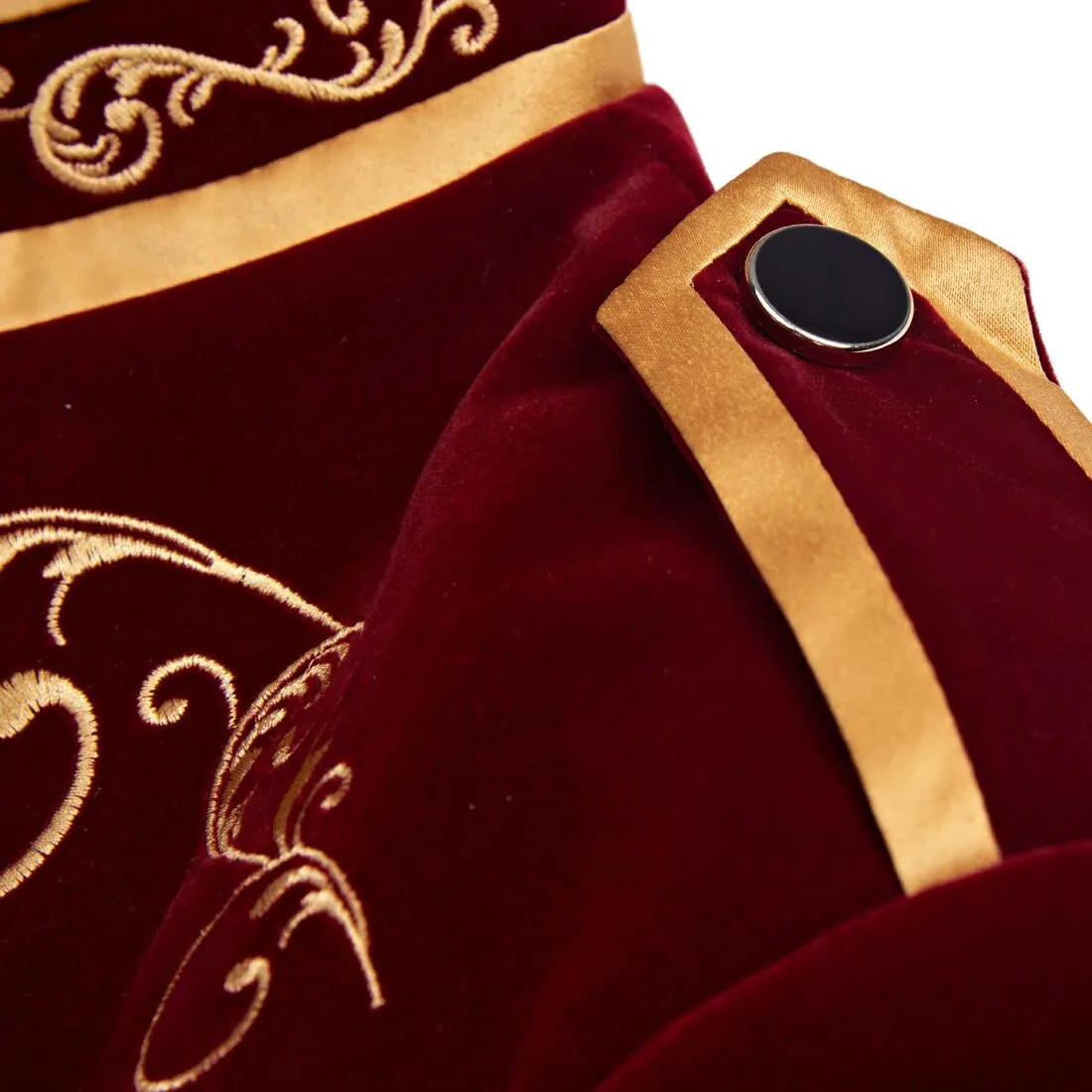 Men's Autumn British Style Velvet Slim Fit Blazer With Golden Embroidery