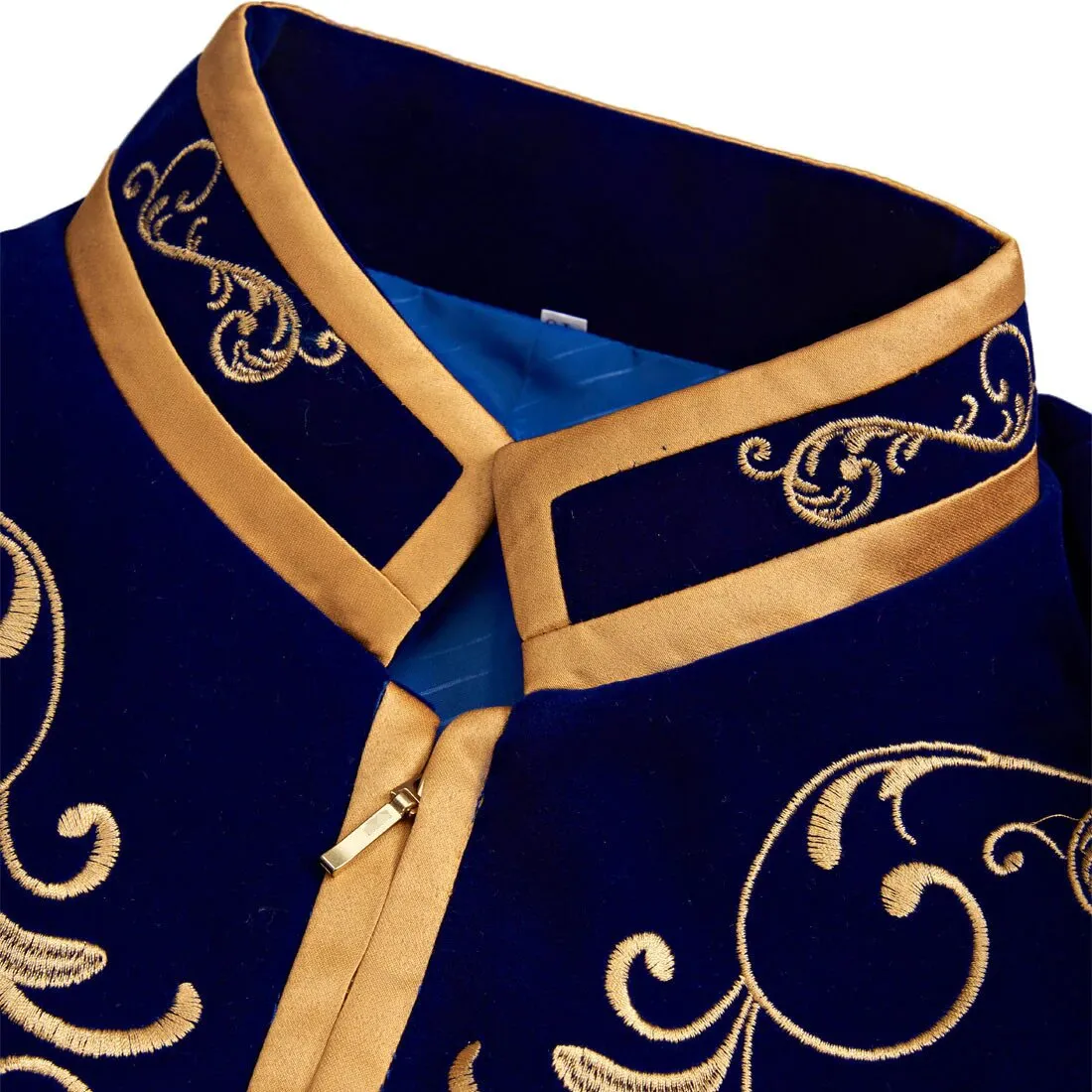 Men's Autumn British Style Velvet Slim Fit Blazer With Golden Embroidery