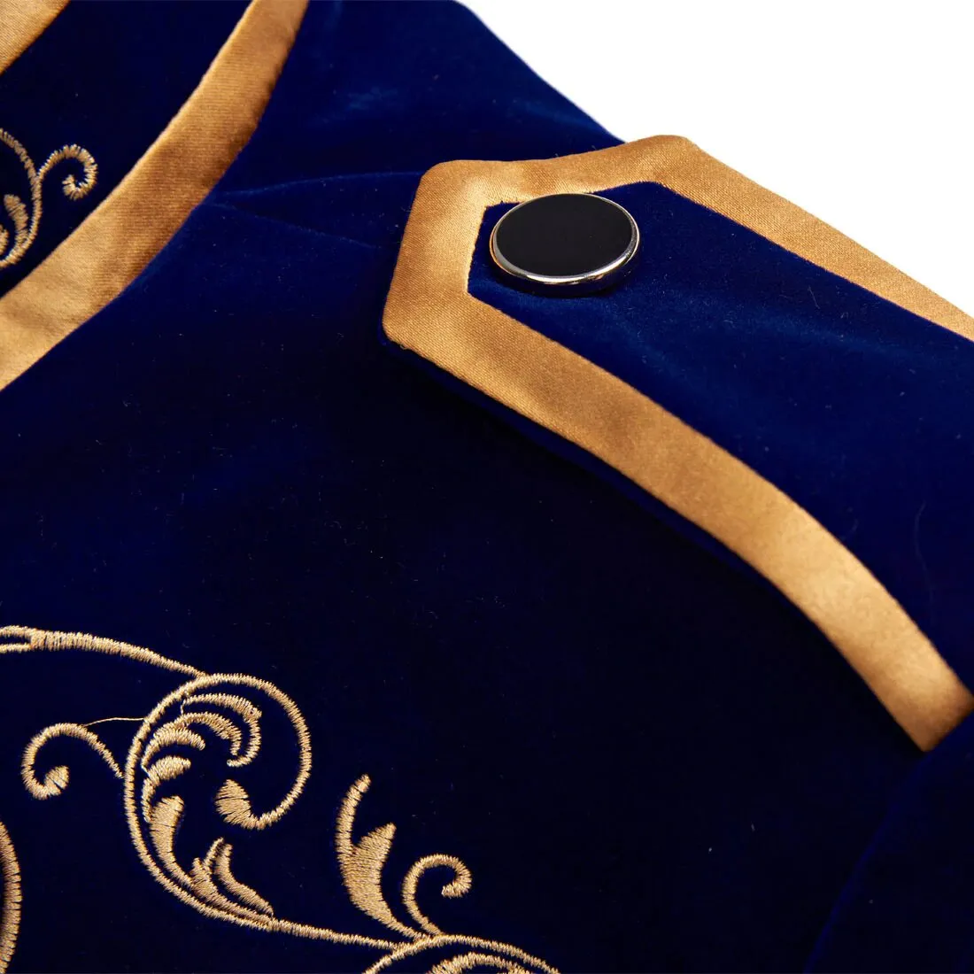 Men's Autumn British Style Velvet Slim Fit Blazer With Golden Embroidery