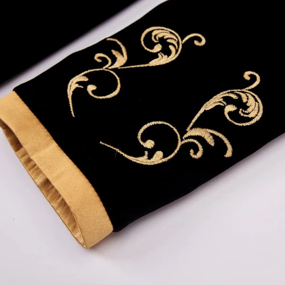 Men's Autumn British Style Velvet Slim Fit Blazer With Golden Embroidery