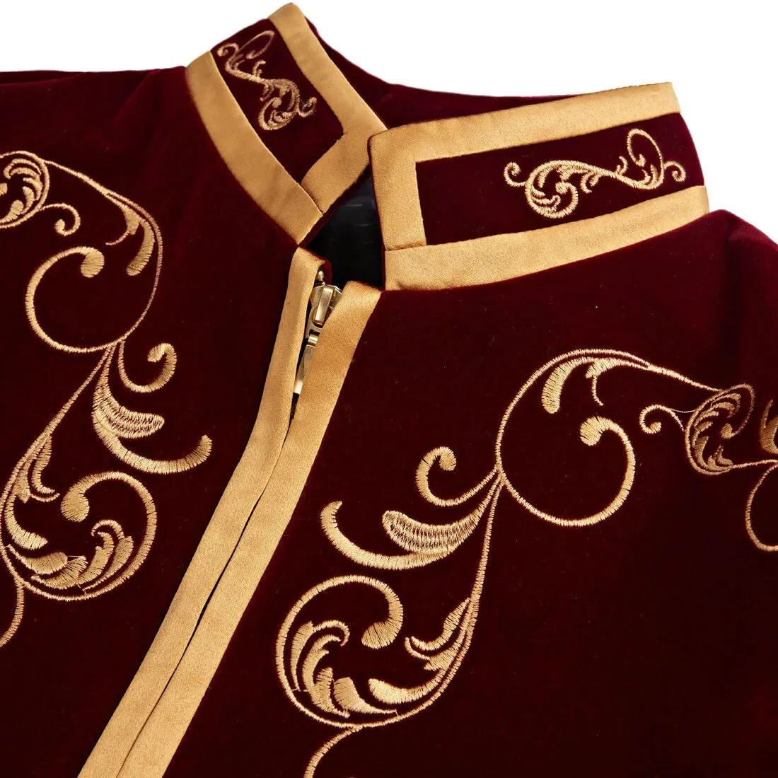 Men's Autumn British Style Velvet Slim Fit Blazer With Golden Embroidery