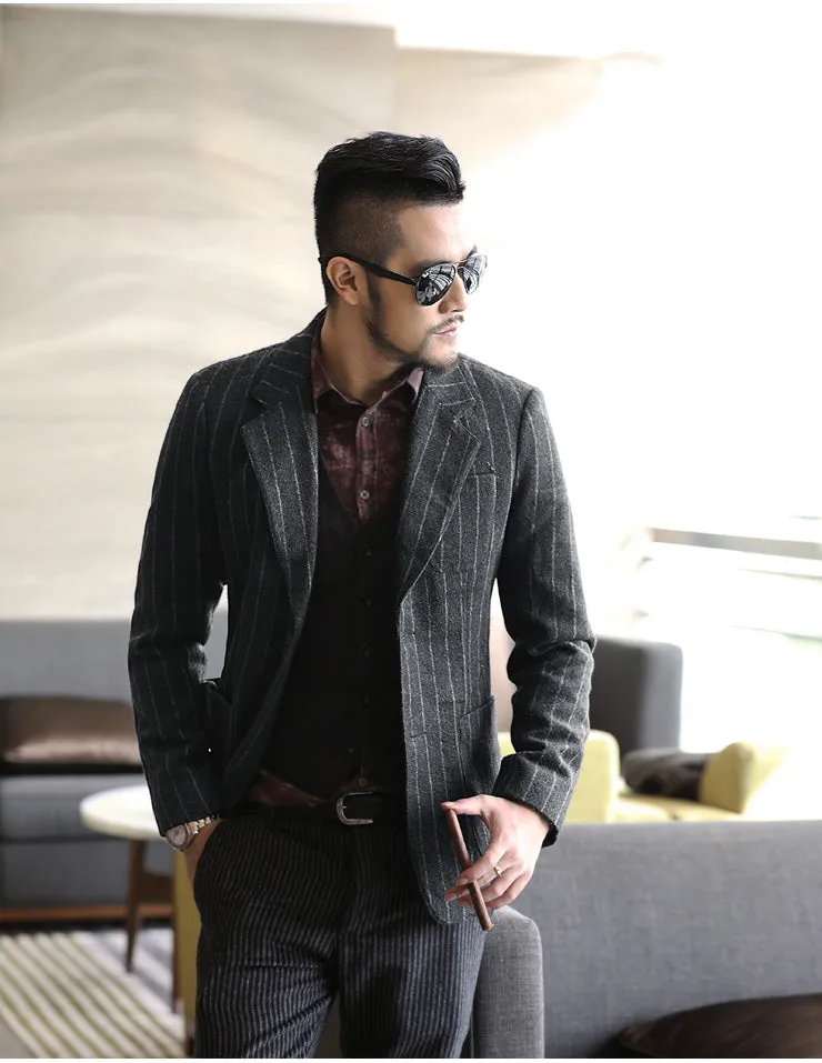 Men's Autumn Casual Suit Woolen Stretch Business Jacket
