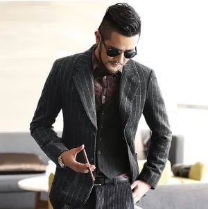 Men's Autumn Casual Suit Woolen Stretch Business Jacket