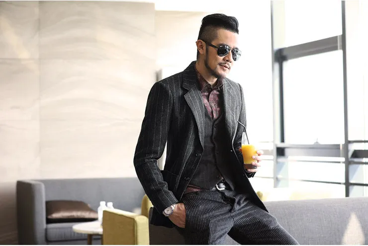 Men's Autumn Casual Suit Woolen Stretch Business Jacket
