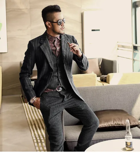 Men's Autumn Casual Suit Woolen Stretch Business Jacket