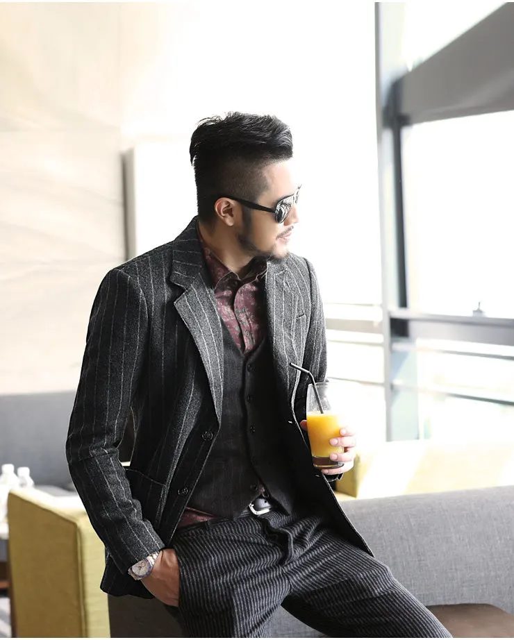 Men's Autumn Casual Suit Woolen Stretch Business Jacket