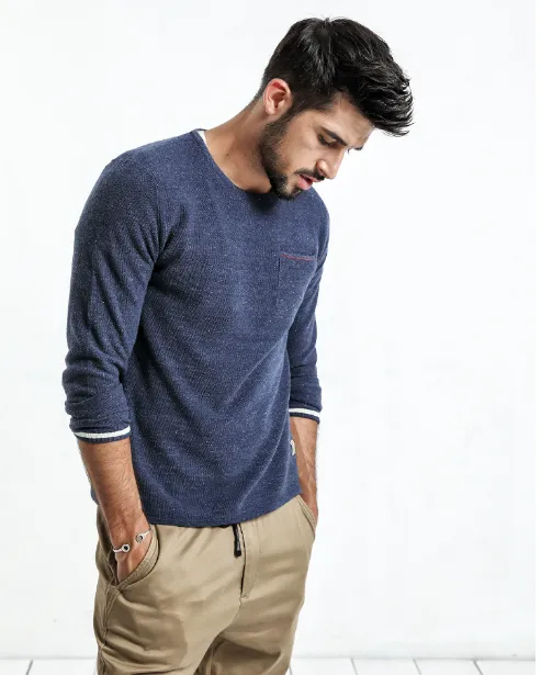 Men's Autumn Plus Size Pocket Slim Sweater