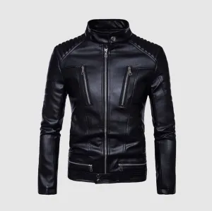 Men's Autumn PU Leather Slim Motorcycle Jacket
