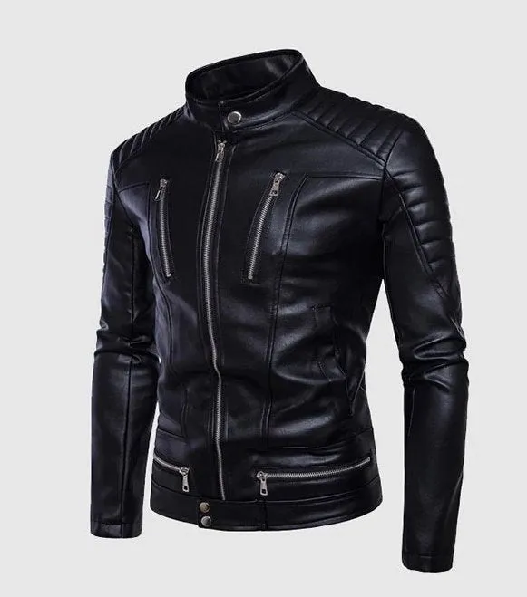 Men's Autumn PU Leather Slim Motorcycle Jacket