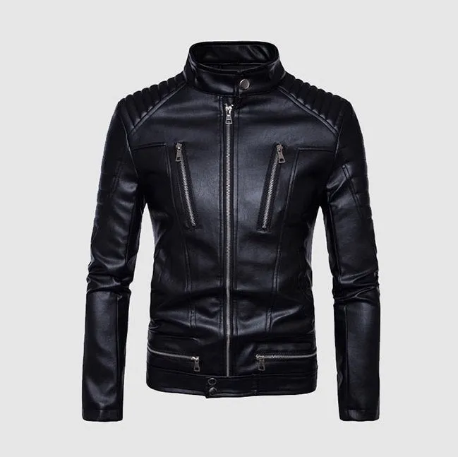 Men's Autumn PU Leather Slim Motorcycle Jacket