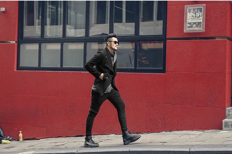 Men's Autumn/Winter British Style Woolen Slim Coat