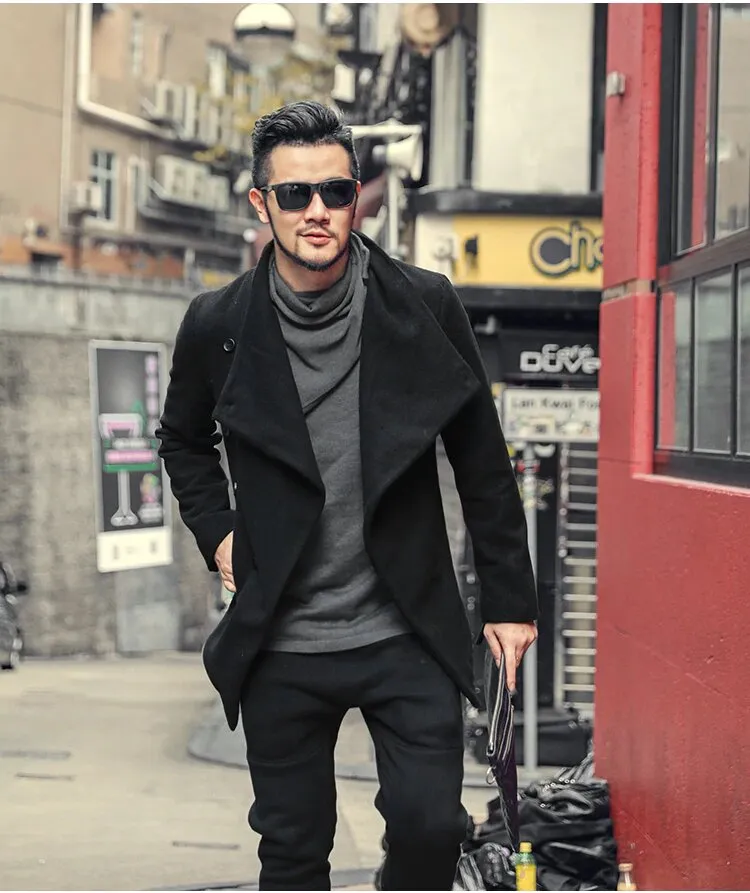 Men's Autumn/Winter British Style Woolen Slim Coat