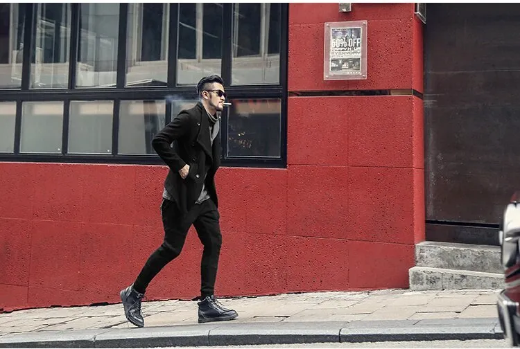 Men's Autumn/Winter British Style Woolen Slim Coat