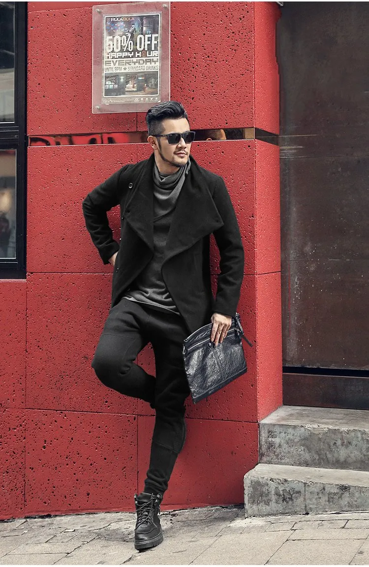 Men's Autumn/Winter British Style Woolen Slim Coat