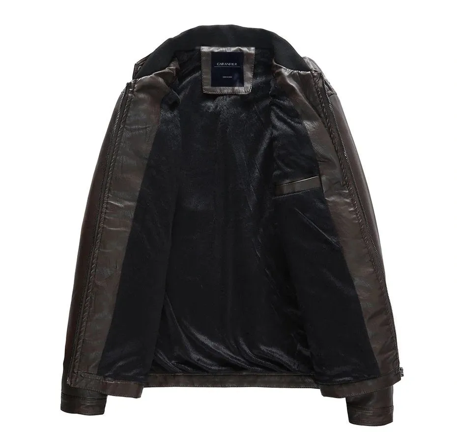 Men's Autumn/Winter PU Leather Biker Jacket With Velvet Lining