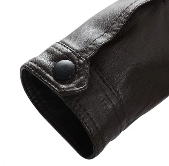 Men's Autumn/Winter PU Leather Biker Jacket With Velvet Lining