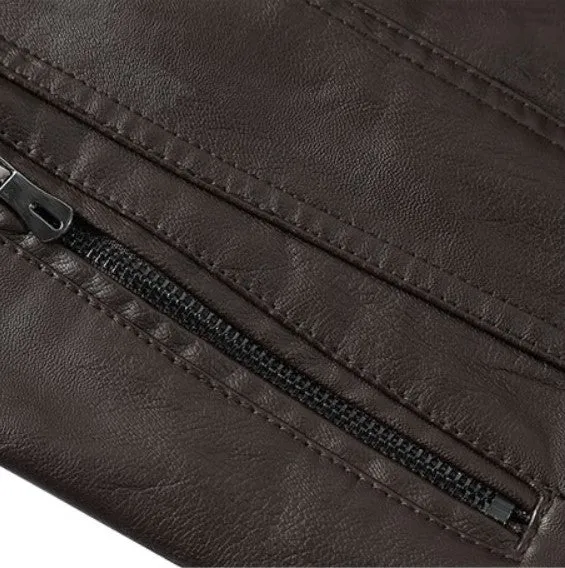 Men's Autumn/Winter PU Leather Biker Jacket With Velvet Lining