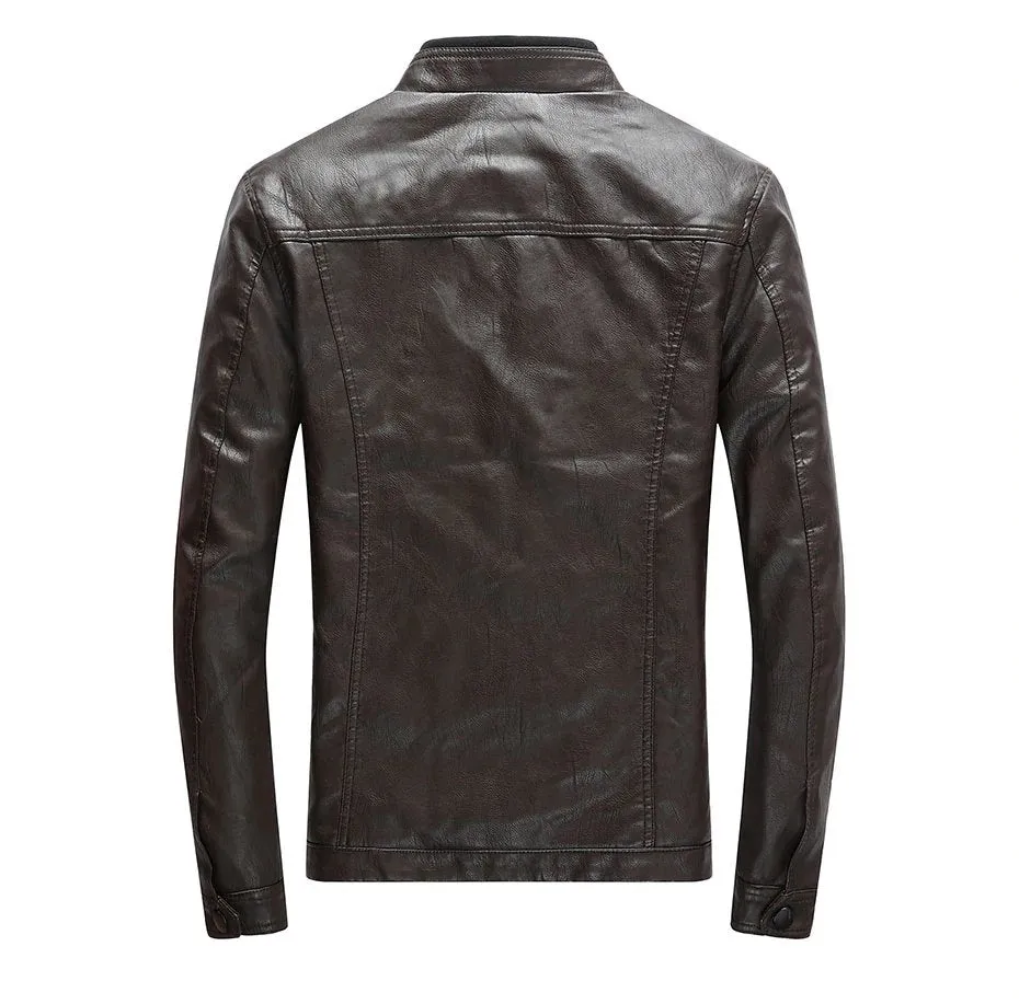 Men's Autumn/Winter PU Leather Biker Jacket With Velvet Lining