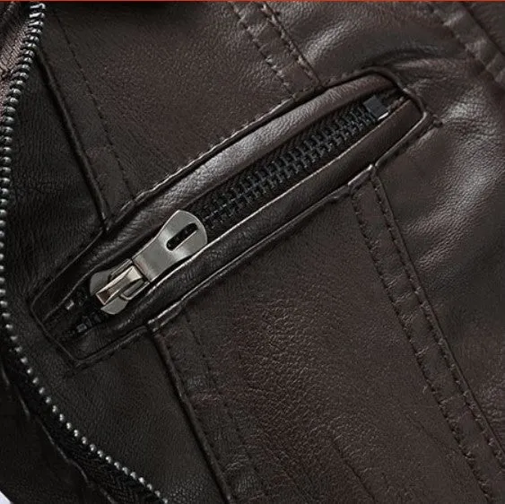 Men's Autumn/Winter PU Leather Biker Jacket With Velvet Lining
