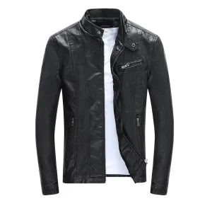 Men's Autumn/Winter PU Leather Biker Jacket With Velvet Lining