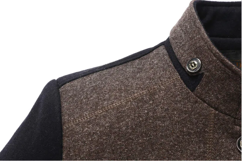 Men's Autumn/Winter Warm Woolen Jacket With Stand Collar