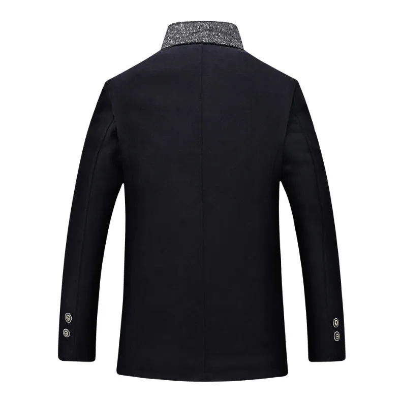 Men's Autumn/Winter Warm Woolen Jacket With Stand Collar