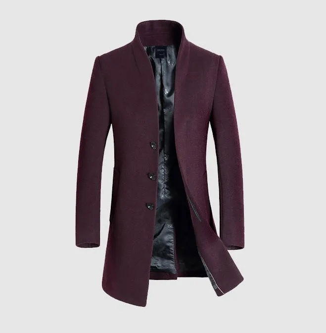 Men's Autumn/Winter Woolen Slim Long Coat