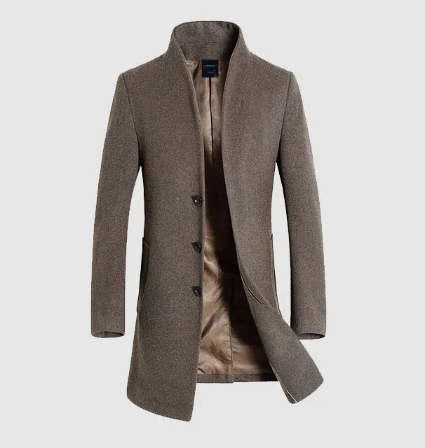 Men's Autumn/Winter Woolen Slim Long Coat