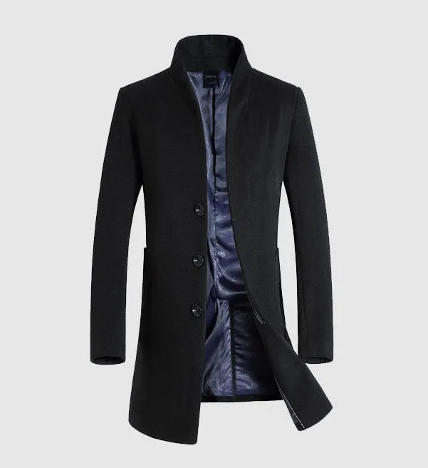 Men's Autumn/Winter Woolen Slim Long Coat