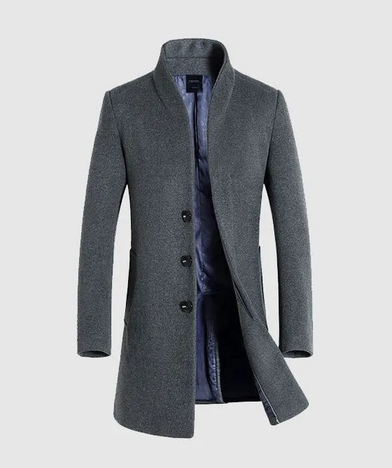 Men's Autumn/Winter Woolen Slim Long Coat
