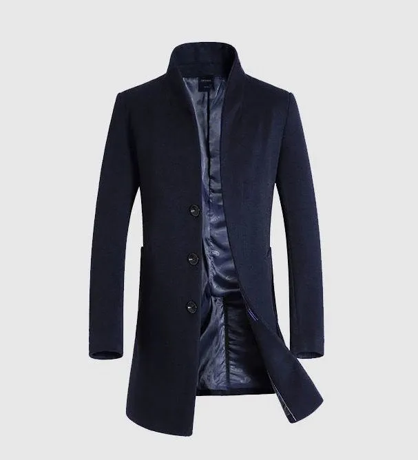 Men's Autumn/Winter Woolen Slim Long Coat