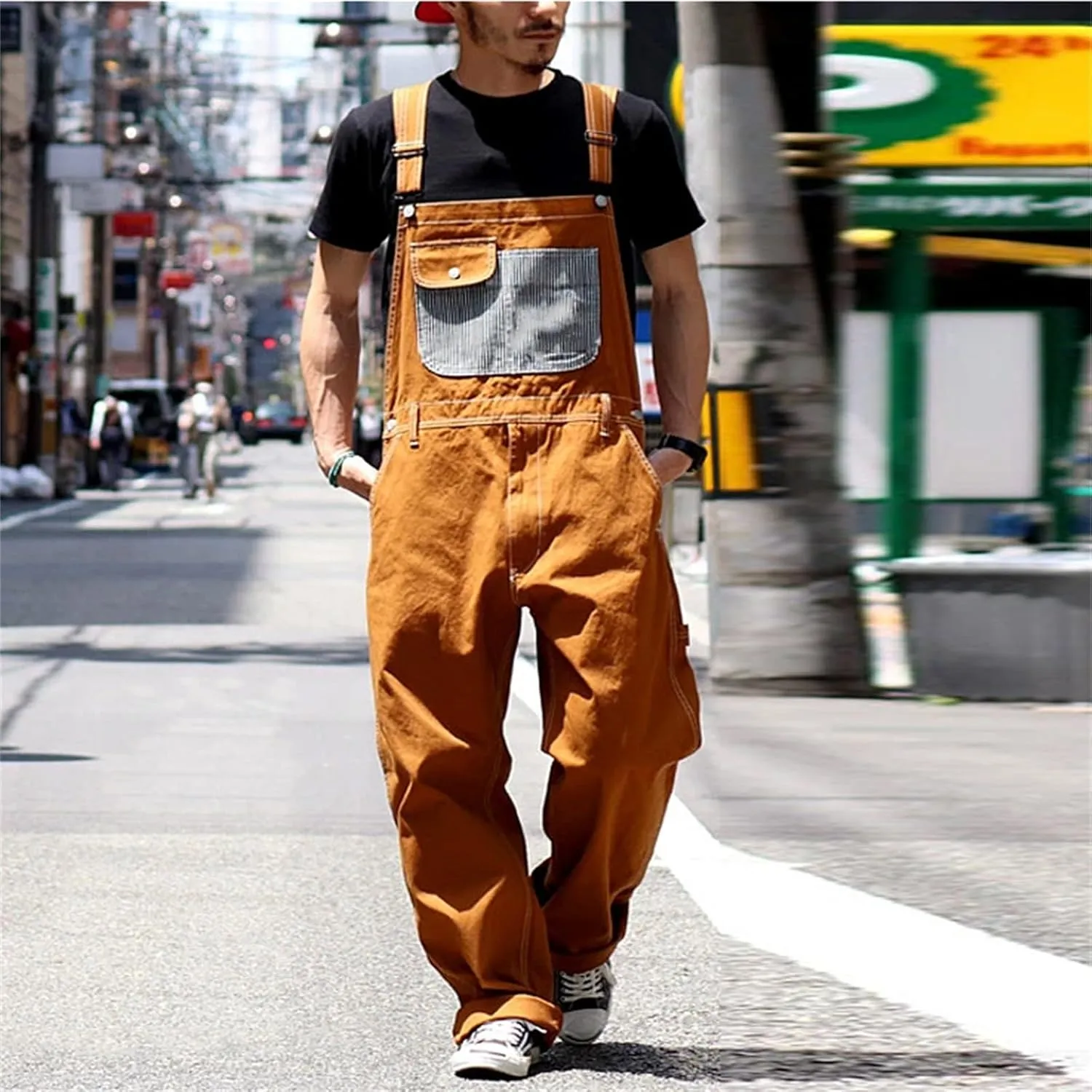 Men's Bib Overall Relaxed Fit Denim Overalls Adjustable Strap Work Bibs