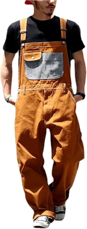 Men's Bib Overall Relaxed Fit Denim Overalls Adjustable Strap Work Bibs