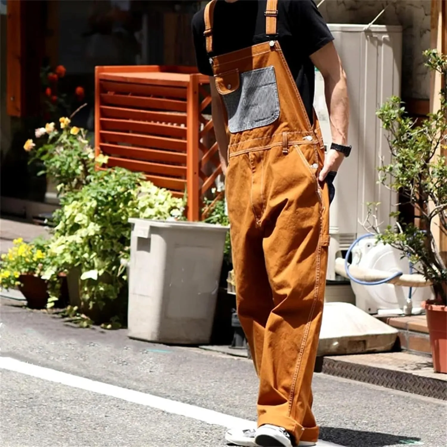 Men's Bib Overall Relaxed Fit Denim Overalls Adjustable Strap Work Bibs