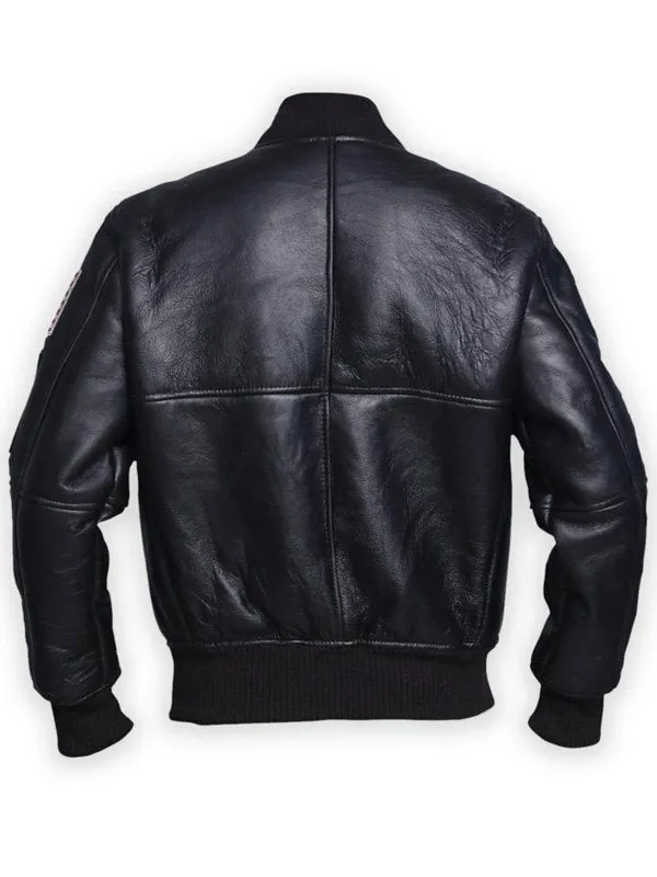 MEN’S BLACK AMERICAN FLAG LEATHER JACKET