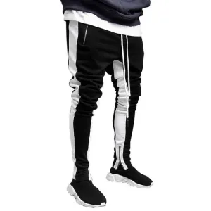 Men's Black & White Joggers Sweatpants