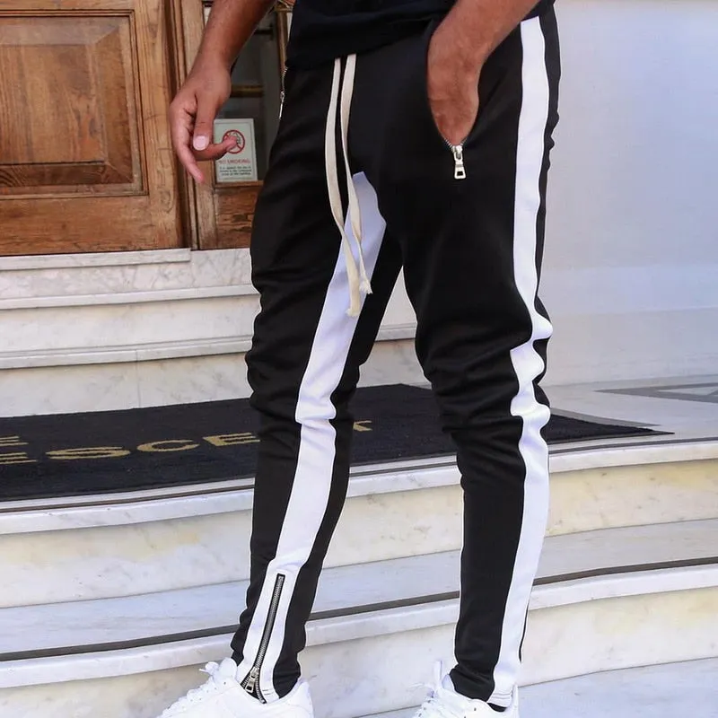 Men's Black & White Joggers Sweatpants