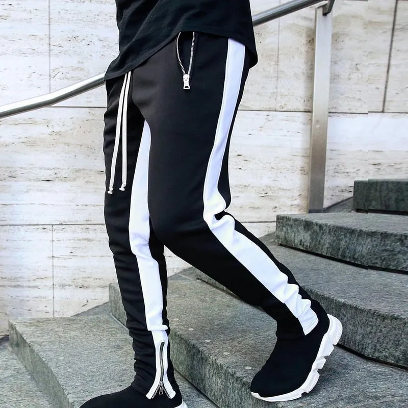Men's Black & White Joggers Sweatpants