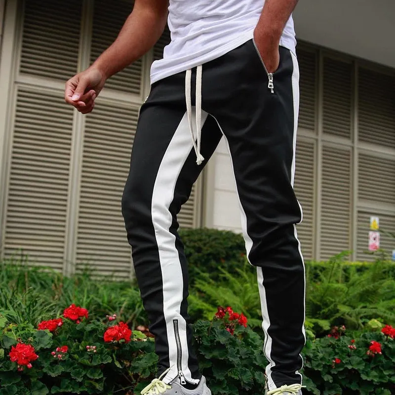 Men's Black & White Joggers Sweatpants