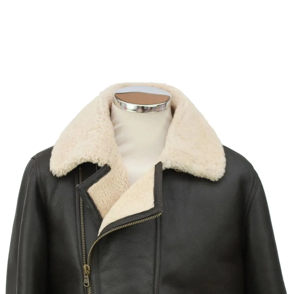 Mens Blenheim Leather Sheepskin Jacket - Dark Brown Nappa