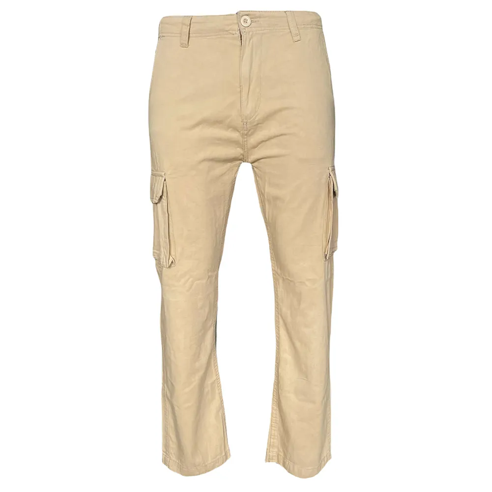 Men's Cargo Pants Solid Color Casual Utility Side Pocket Button Waist Pants