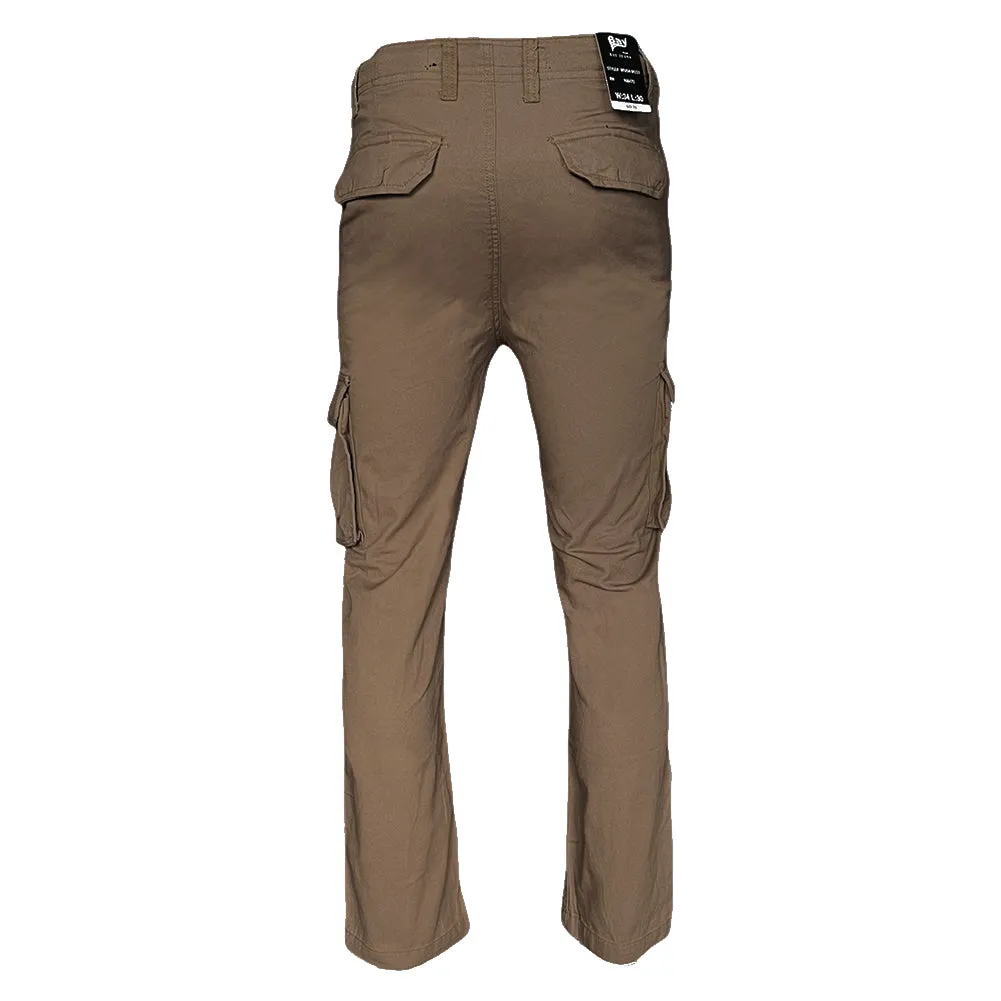 Men's Cargo Pants Solid Color Casual Utility Side Pocket Button Waist Pants