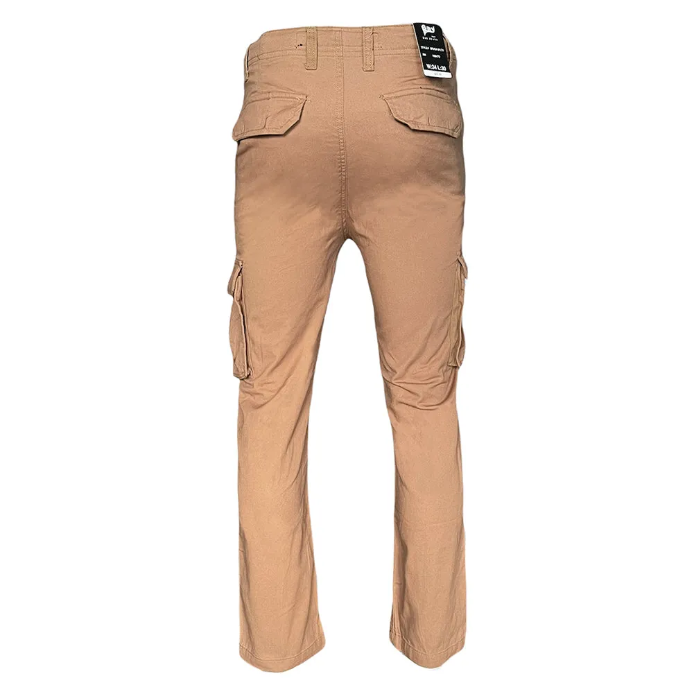 Men's Cargo Pants Solid Color Casual Utility Side Pocket Button Waist Pants