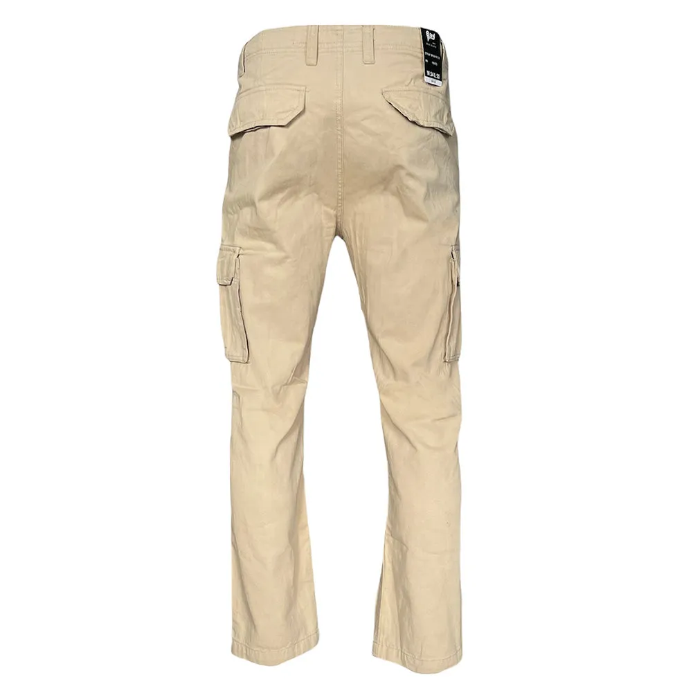 Men's Cargo Pants Solid Color Casual Utility Side Pocket Button Waist Pants