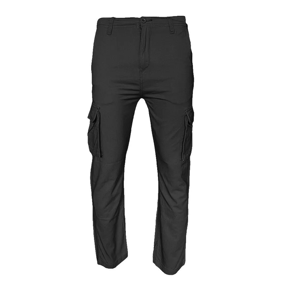 Men's Cargo Pants Solid Color Casual Utility Side Pocket Button Waist Pants