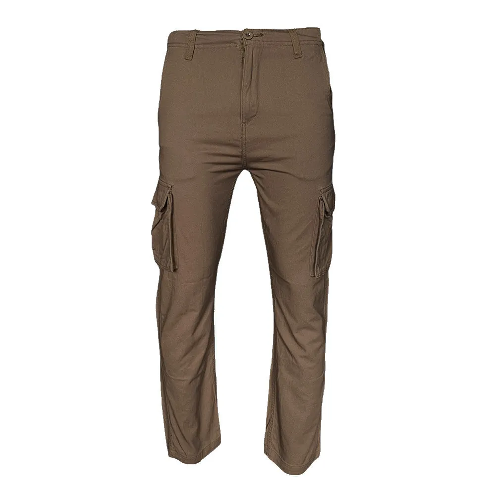 Men's Cargo Pants Solid Color Casual Utility Side Pocket Button Waist Pants