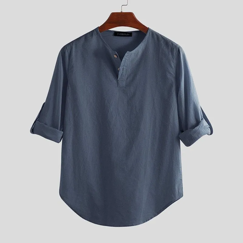 Men's Casual Cotton Solid Shirt | Plus Size