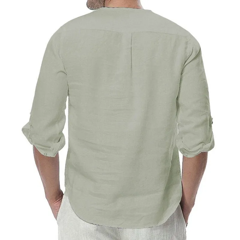 Men's Casual Cotton Solid Shirt | Plus Size